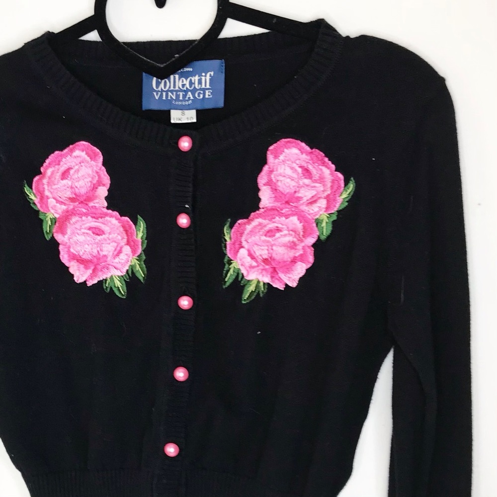 Collectif vintage inspired cropped cardigan